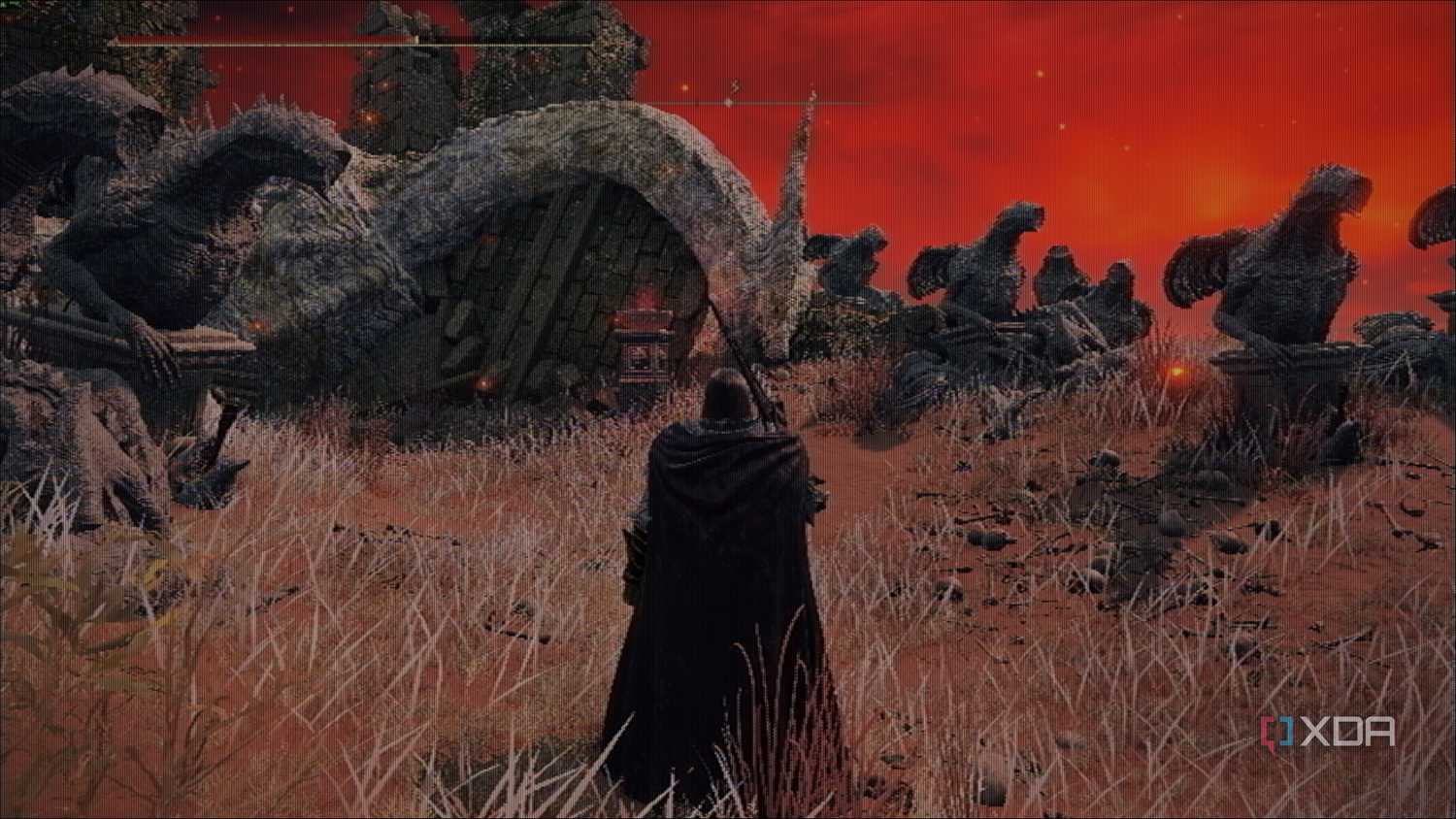 Elden Ring through a technicolor filter in ShaderGlass.