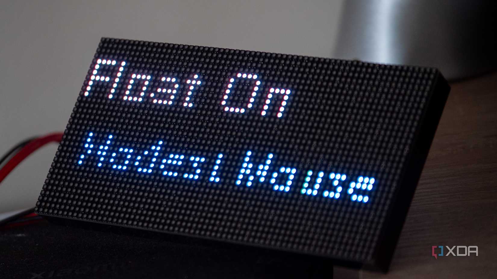 Float On by Modest Mouse showing on a Waveshare 64x32 RGB LED matrix, connected to an ESP32
