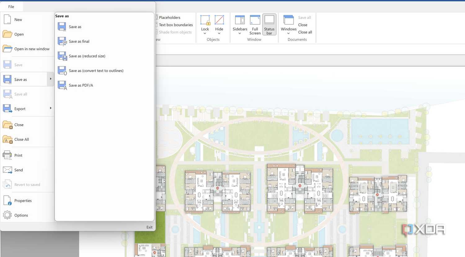 FlexiPDF file menu