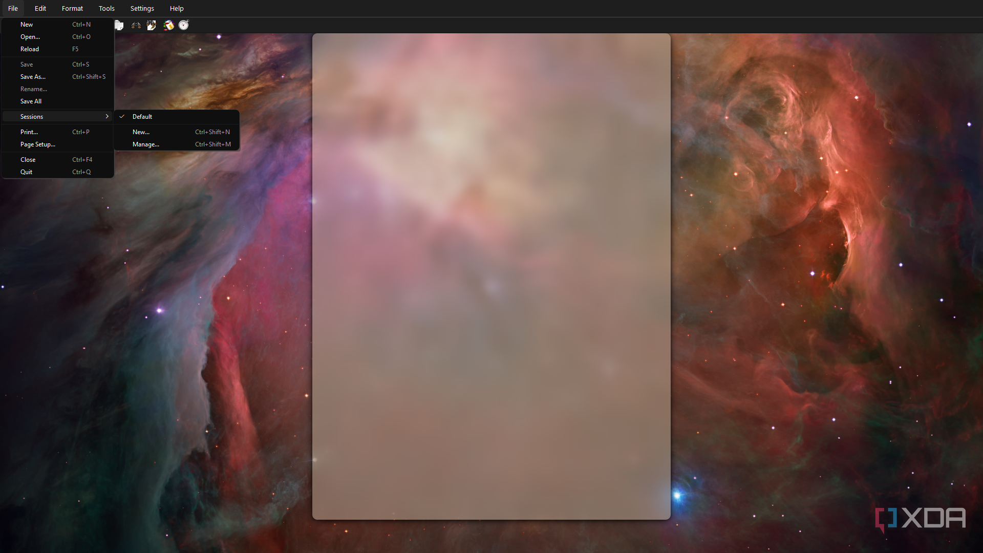 FocusWriter file menu