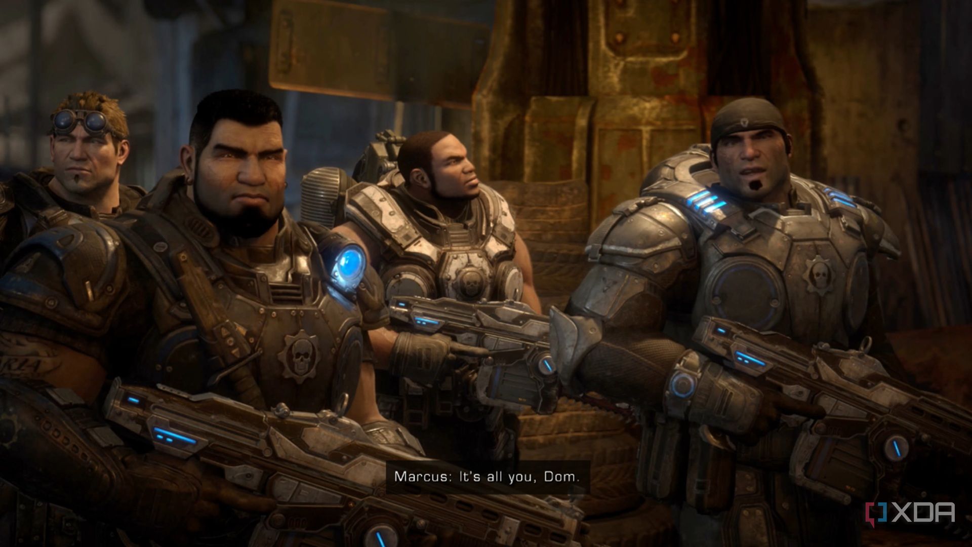 A screenshot of the core squad in Gears of War: Reloaded