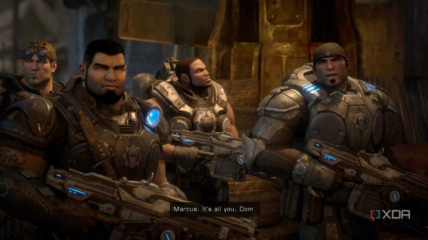 A screenshot of the core squad in Gears of War: Reloaded