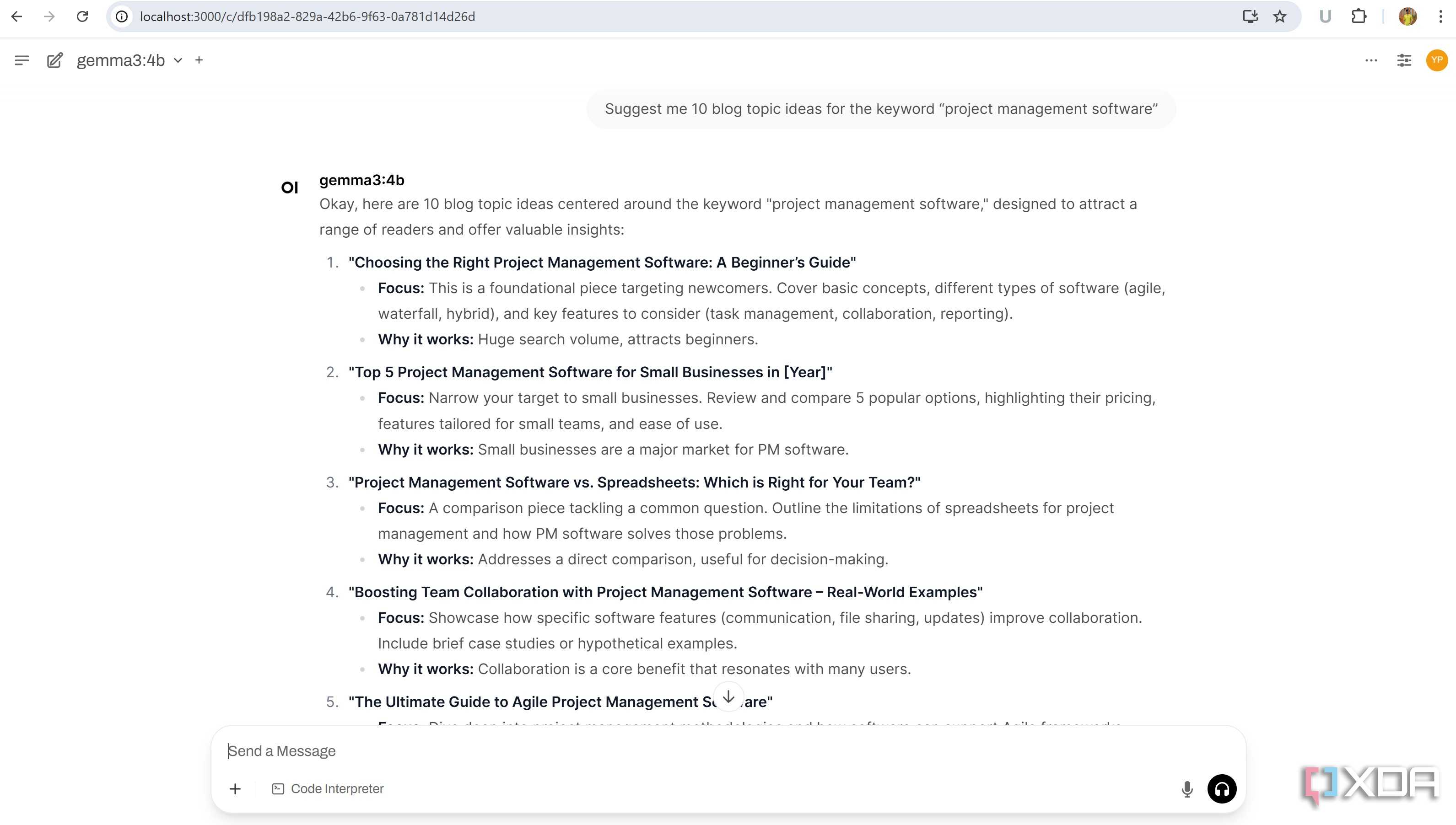 gemma3 sample answer in WebUI