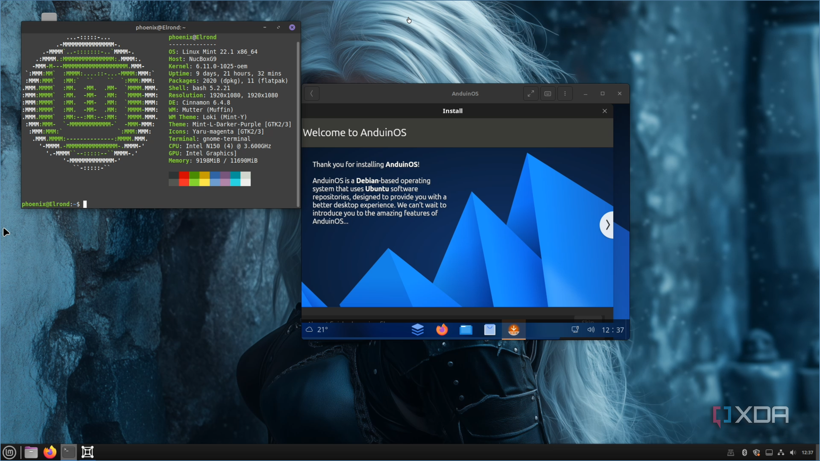 Gnome-Boxes ejecutándose en Linux Mint con datos del host Neofetch