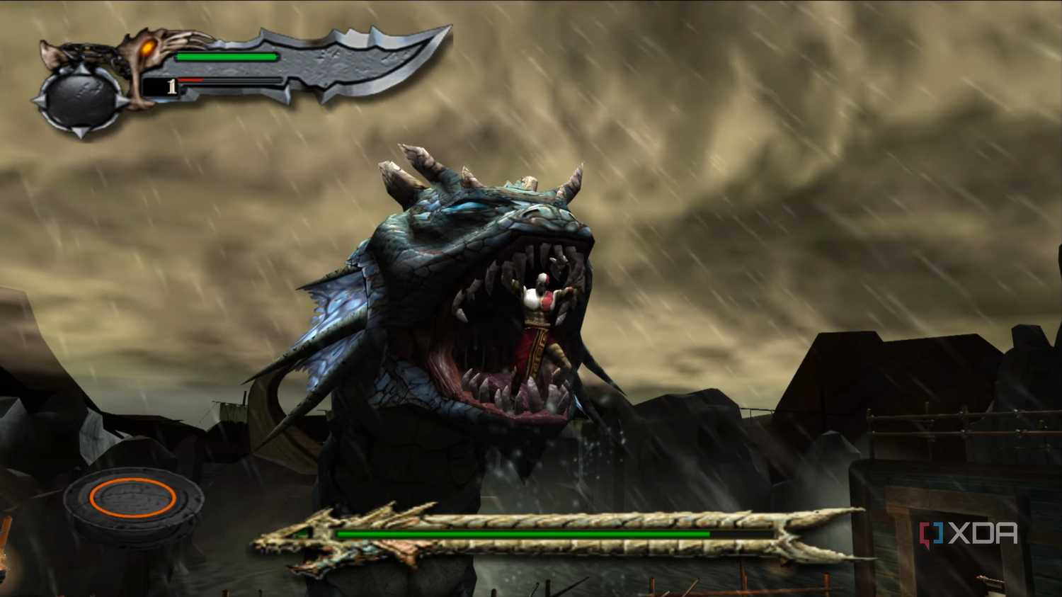 God of War 2005 running on PCSX2.