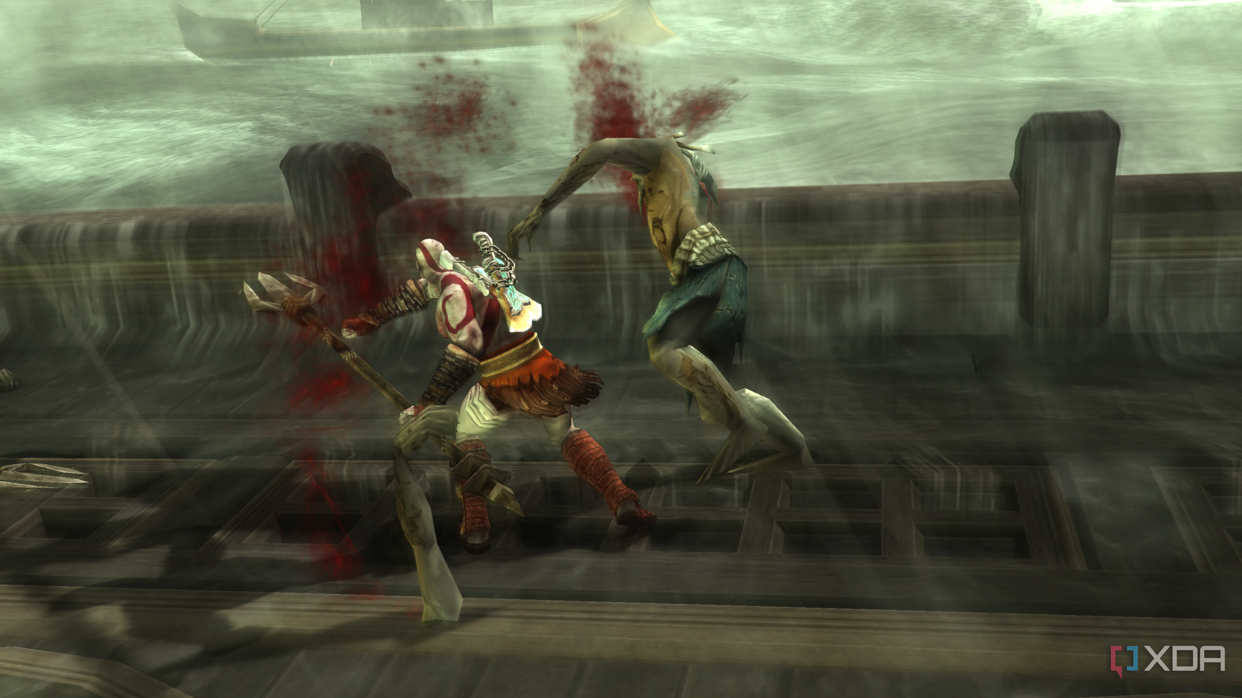 A screenshot from God of War: Ghost of Sparta on the PSP.