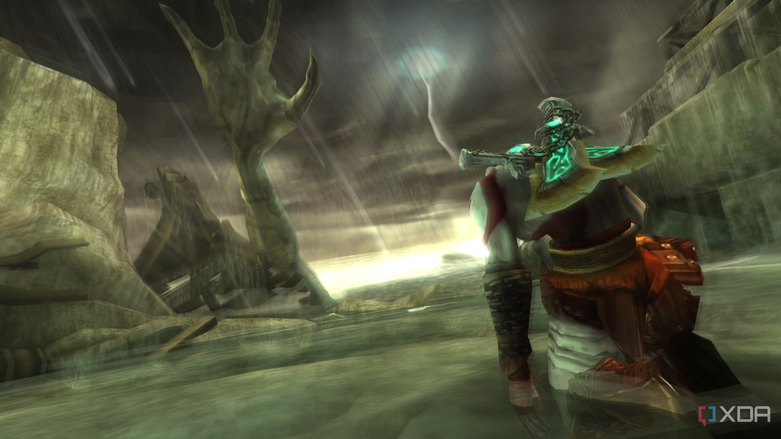 A screenshot from God of War: Ghost of Sparta on the PSP.