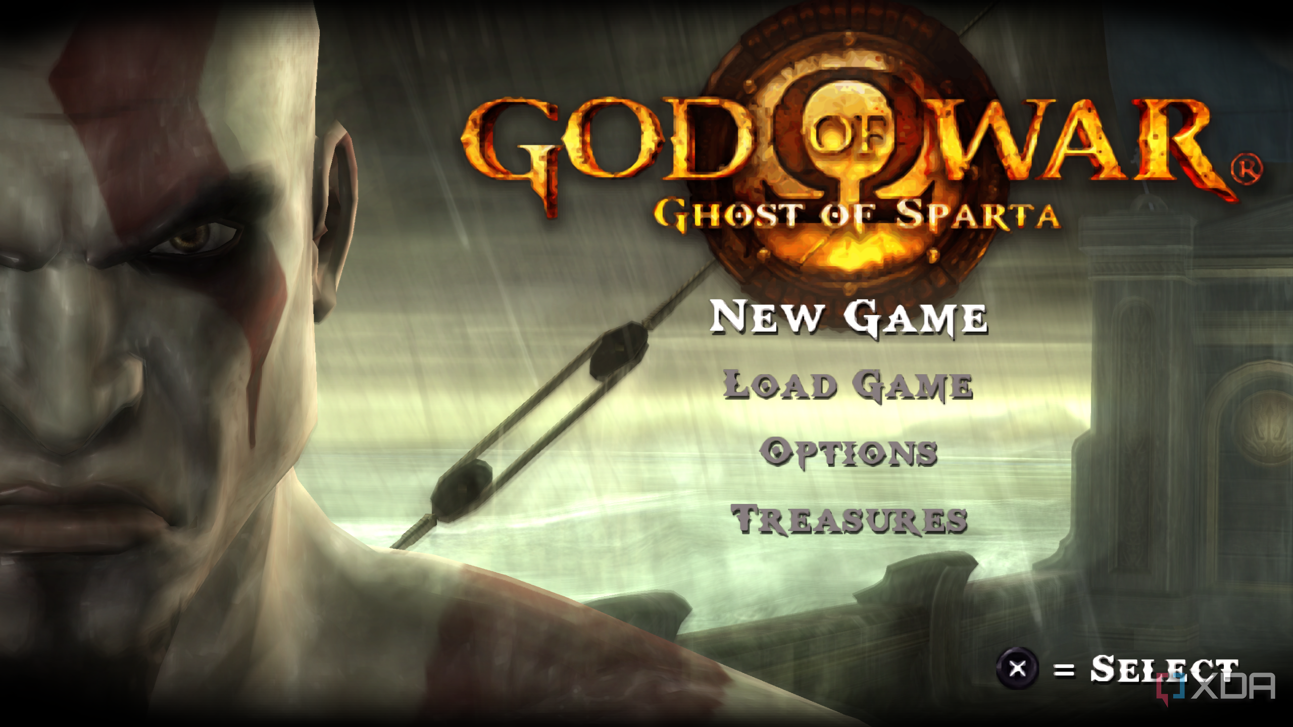 A screenshot from God of War: Ghost of Sparta on the PSP.