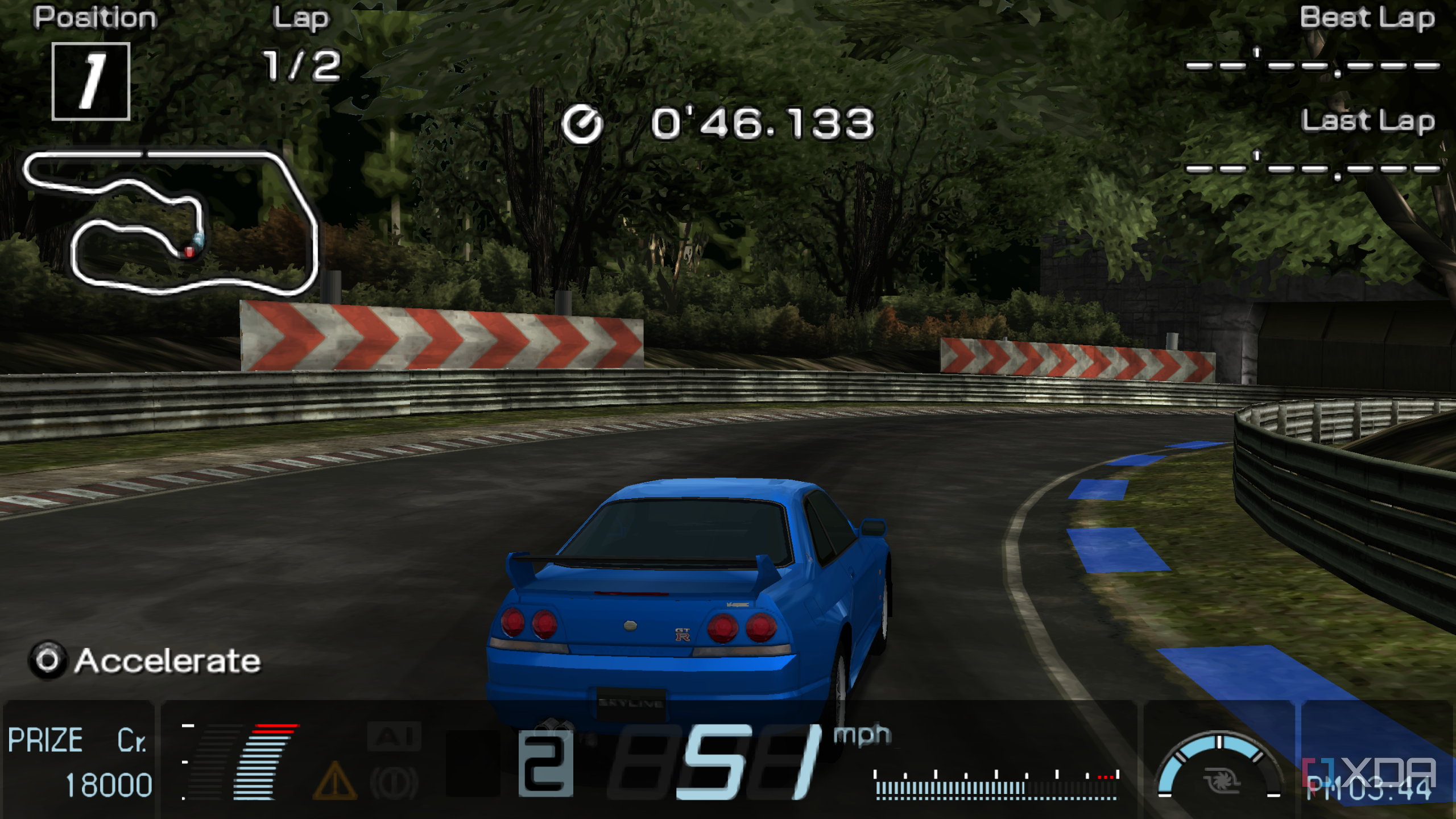 A racing screenshot from Gran Turismo PSP.
