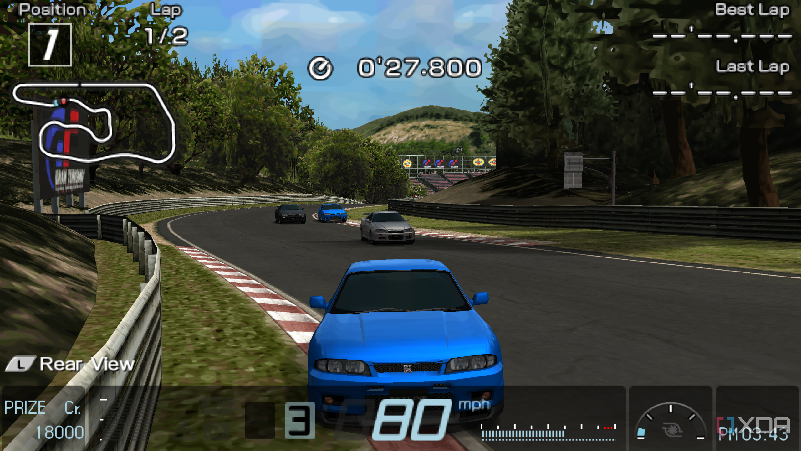A racing screenshot from Gran Turismo PSP.