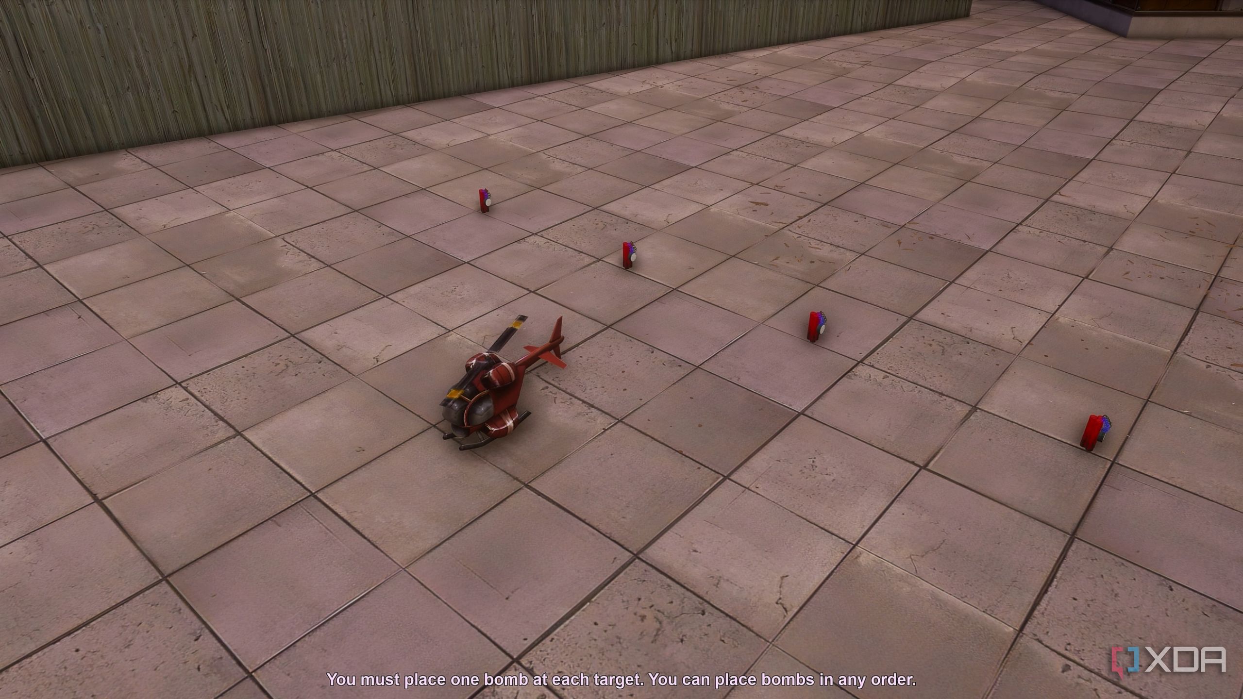 Dynamite sticks next to a toy helicopter in GTA: Vice City.