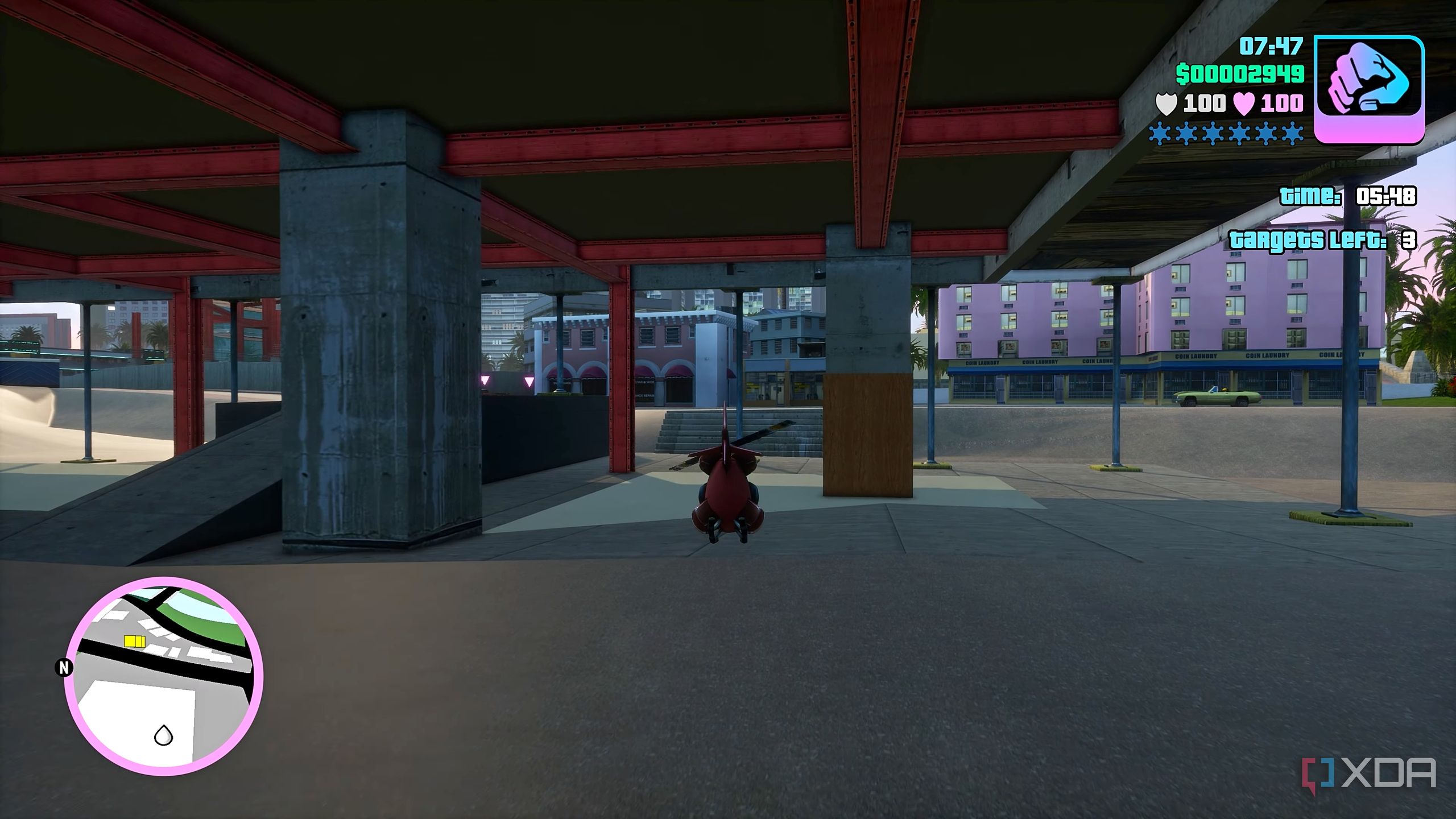Flying the RC Copter in GTA: Vice City.