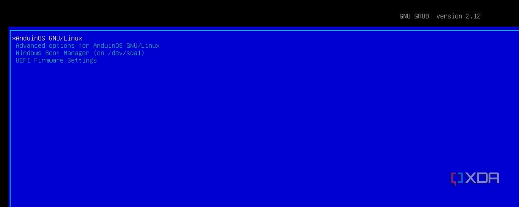 GRUB boot menu with additional boot options