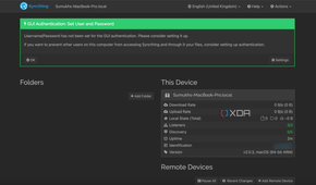 GUI authentication on Syncthing