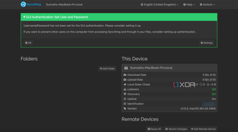 GUI authentication on Syncthing