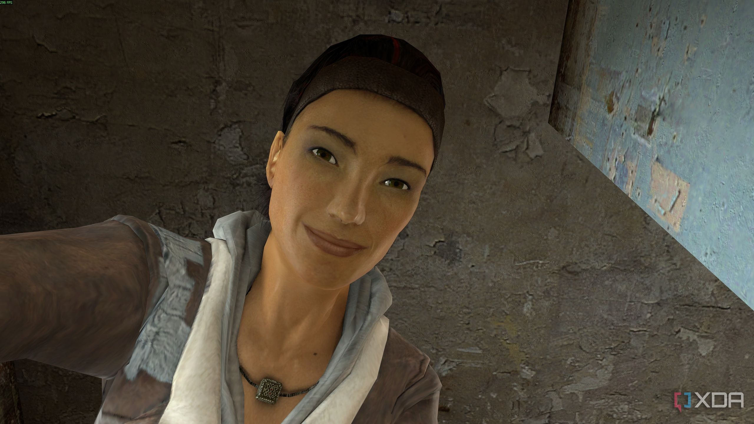 Alyx looking at Gordon in Half-Life 2.