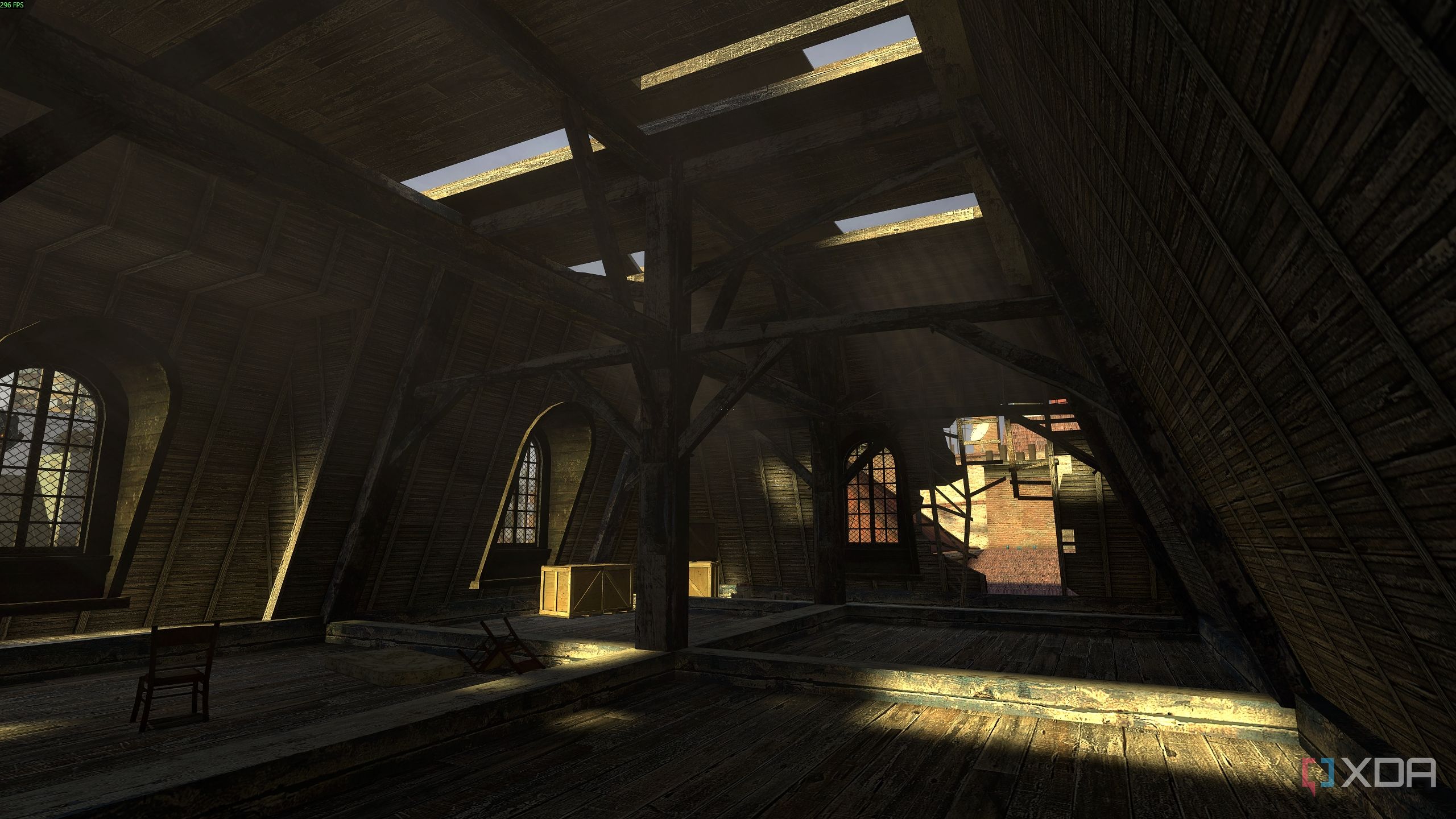 A sunlit attic in Half-Life 2.