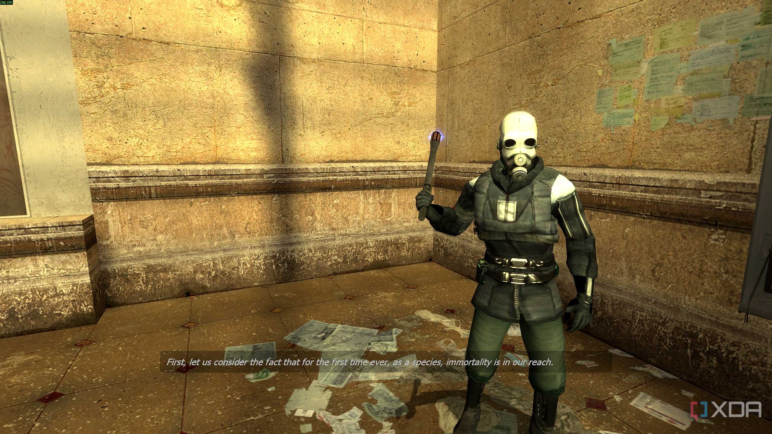 A soldier holding an electric baton in Half-Life 2.