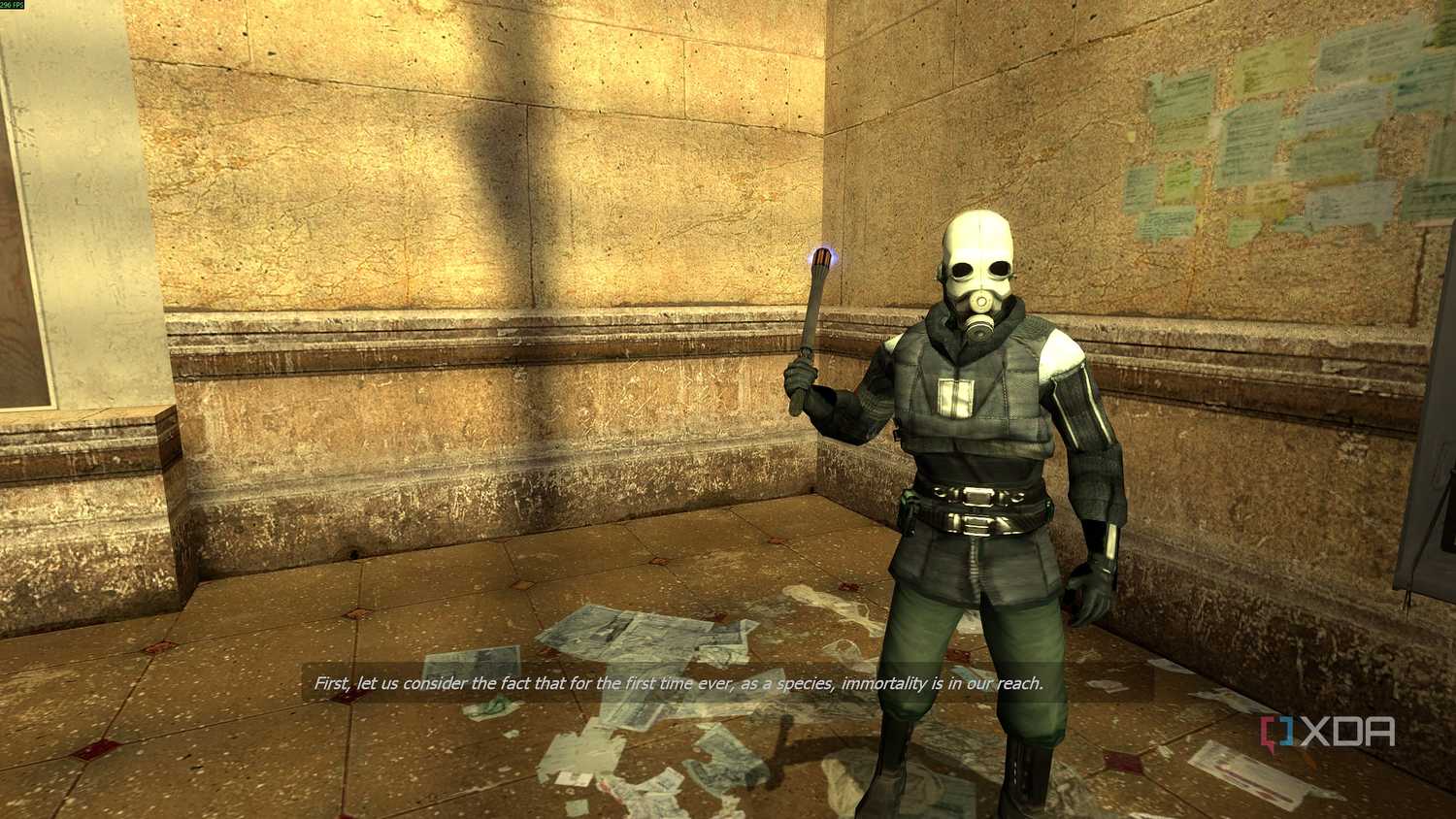 A soldier holding an electric baton in Half-Life 2.