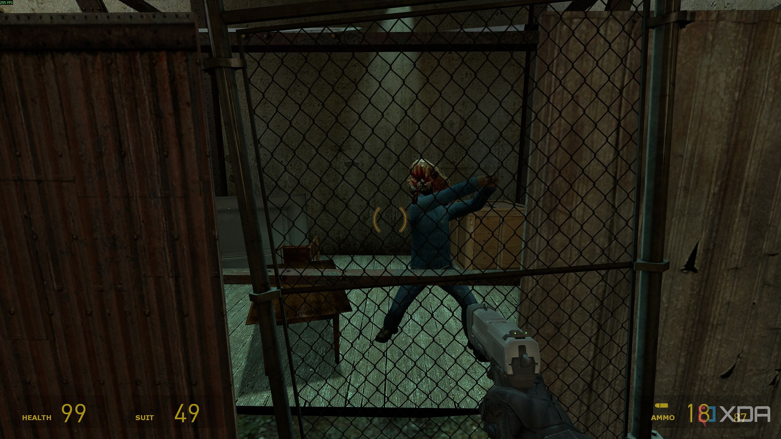 An NPC being attacked by a headcrab in Half-Life 2.