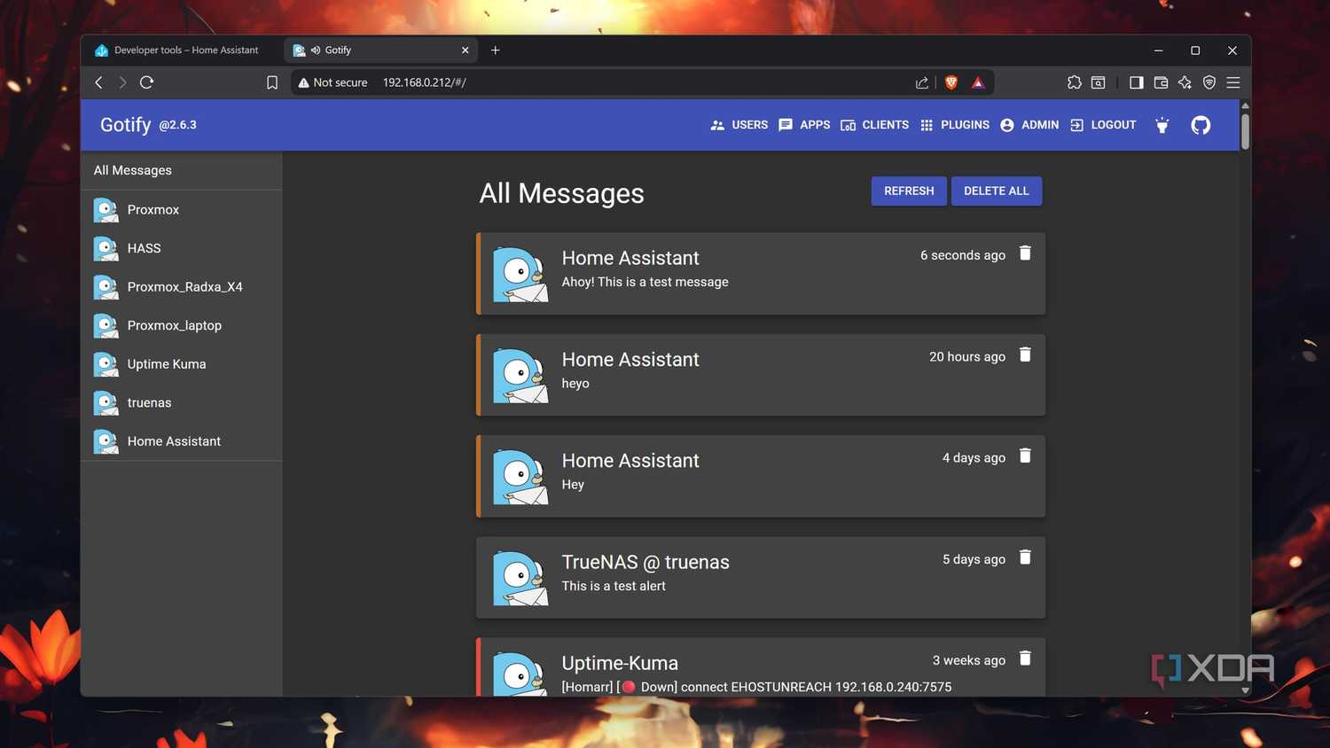 Receiving a message on Gotify
