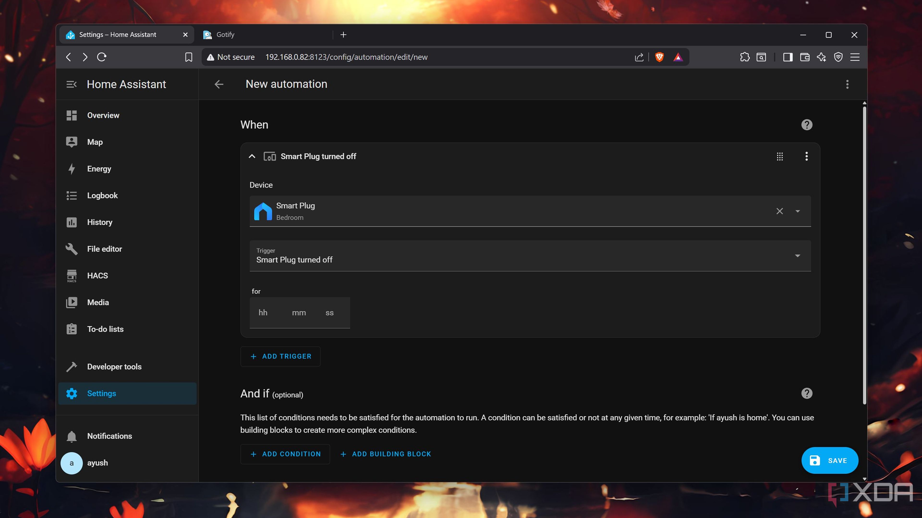 Adding an automation trigger in HASS