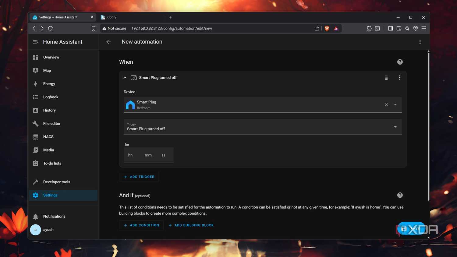 Adding an automation trigger in HASS