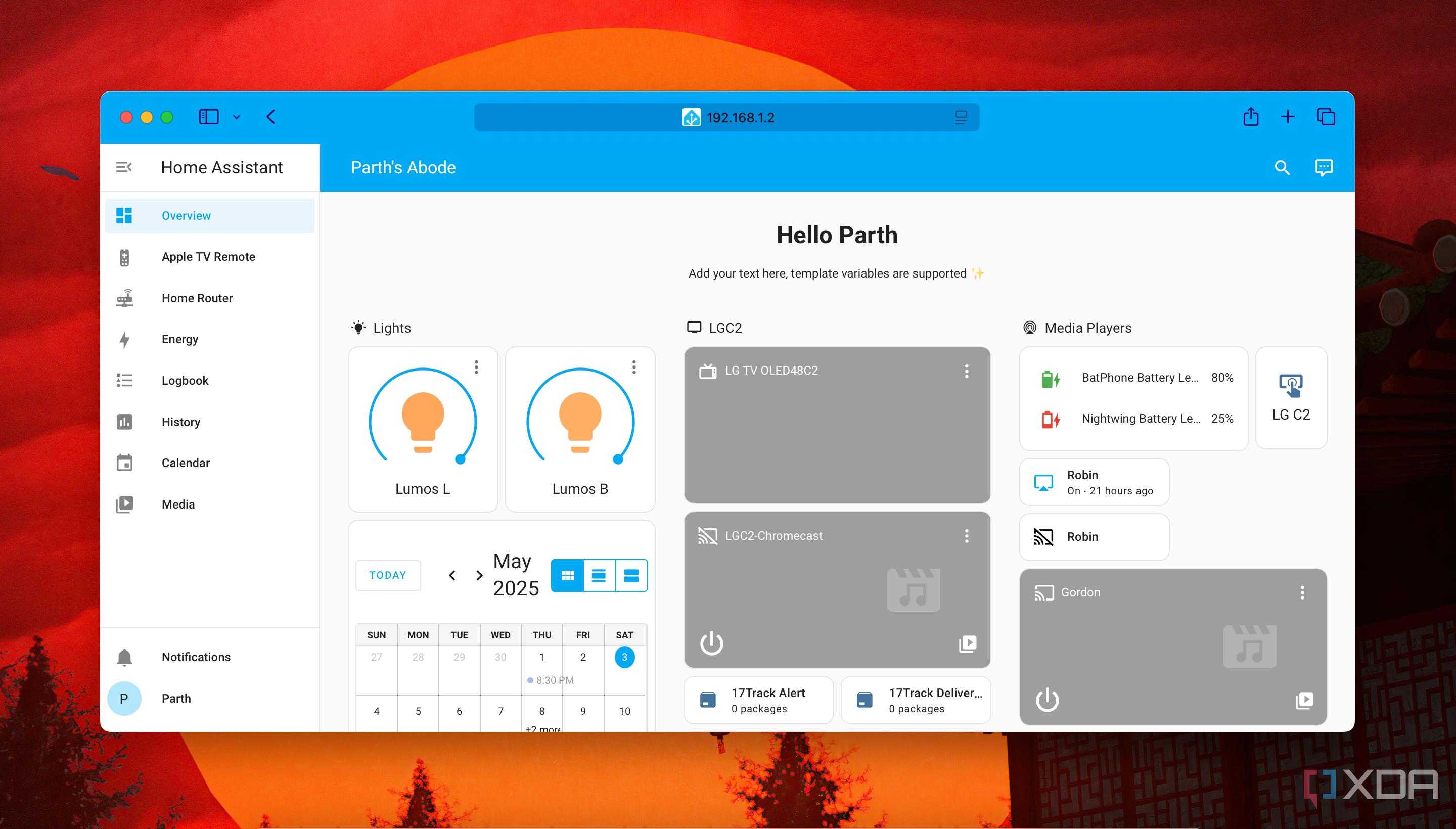 Home assistant home menu