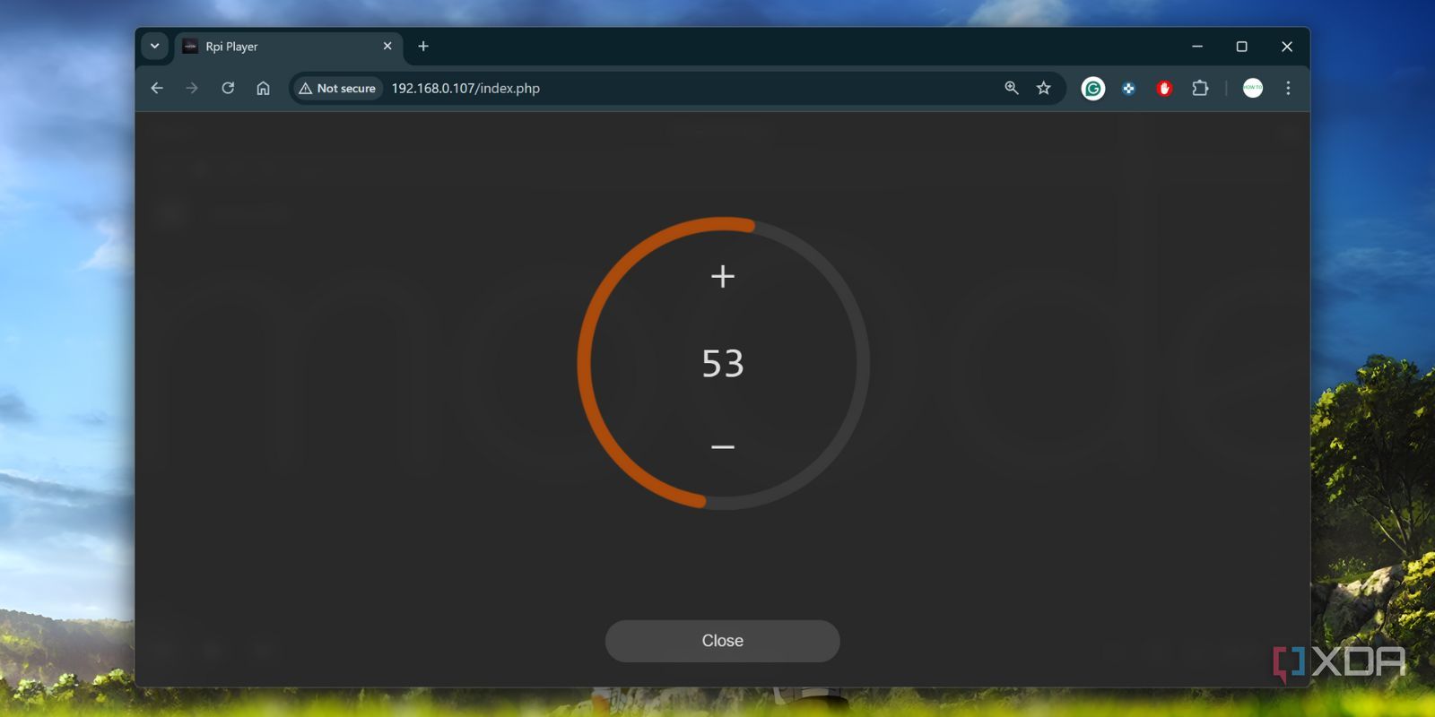 screenshot of increasing audio level moode audio os