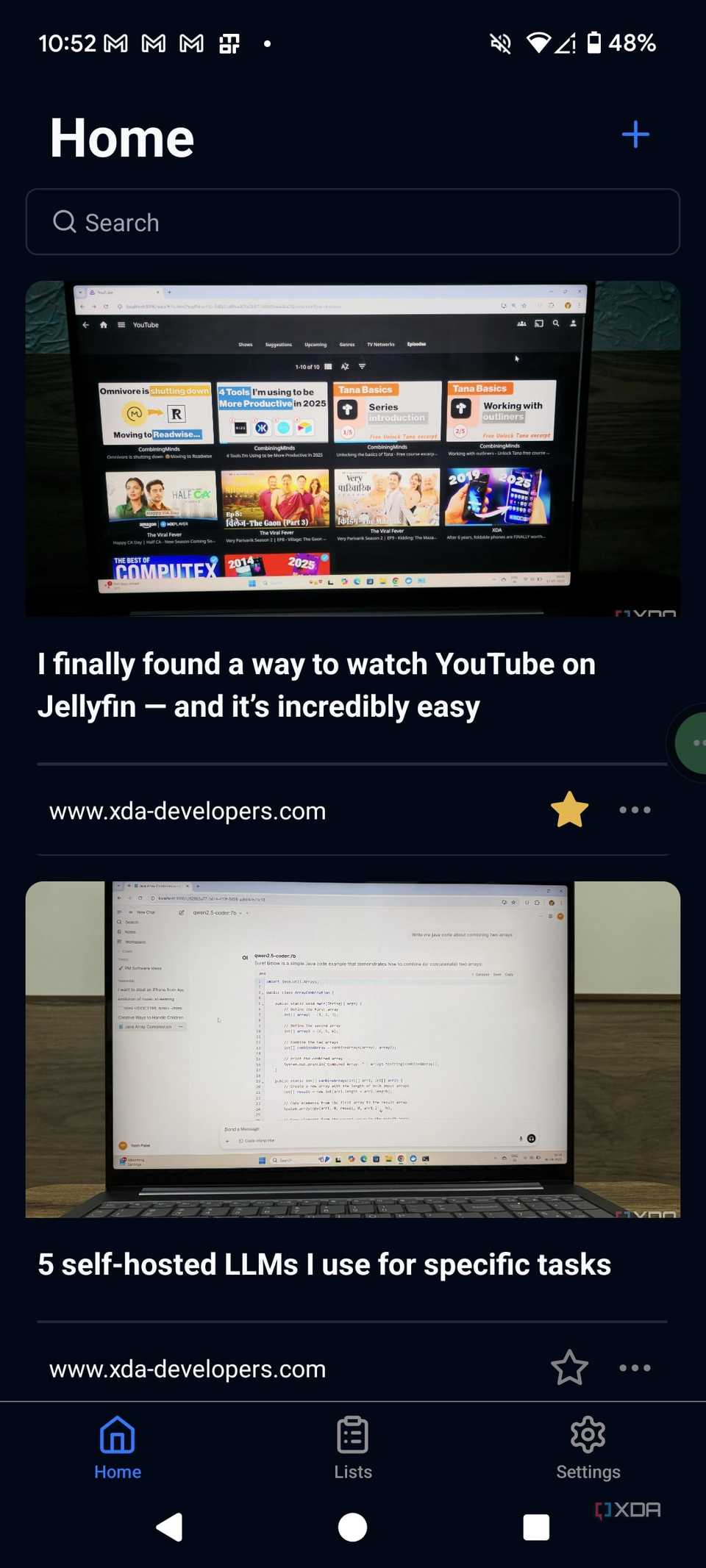 Home page in karakeep mobile app