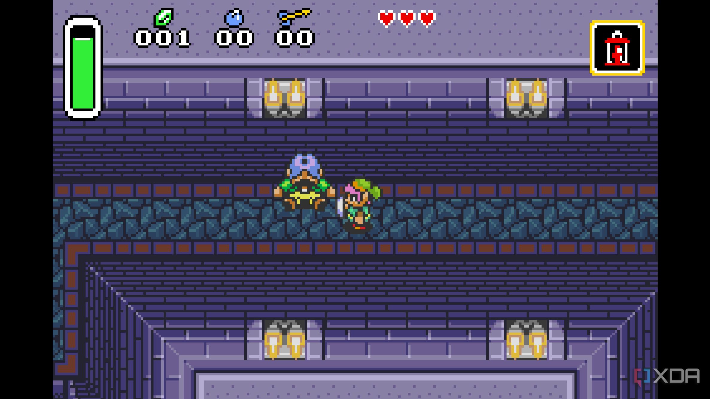 A screenshot from The Legend of Zelda: A Link to the Past on the Game Boy Advance.