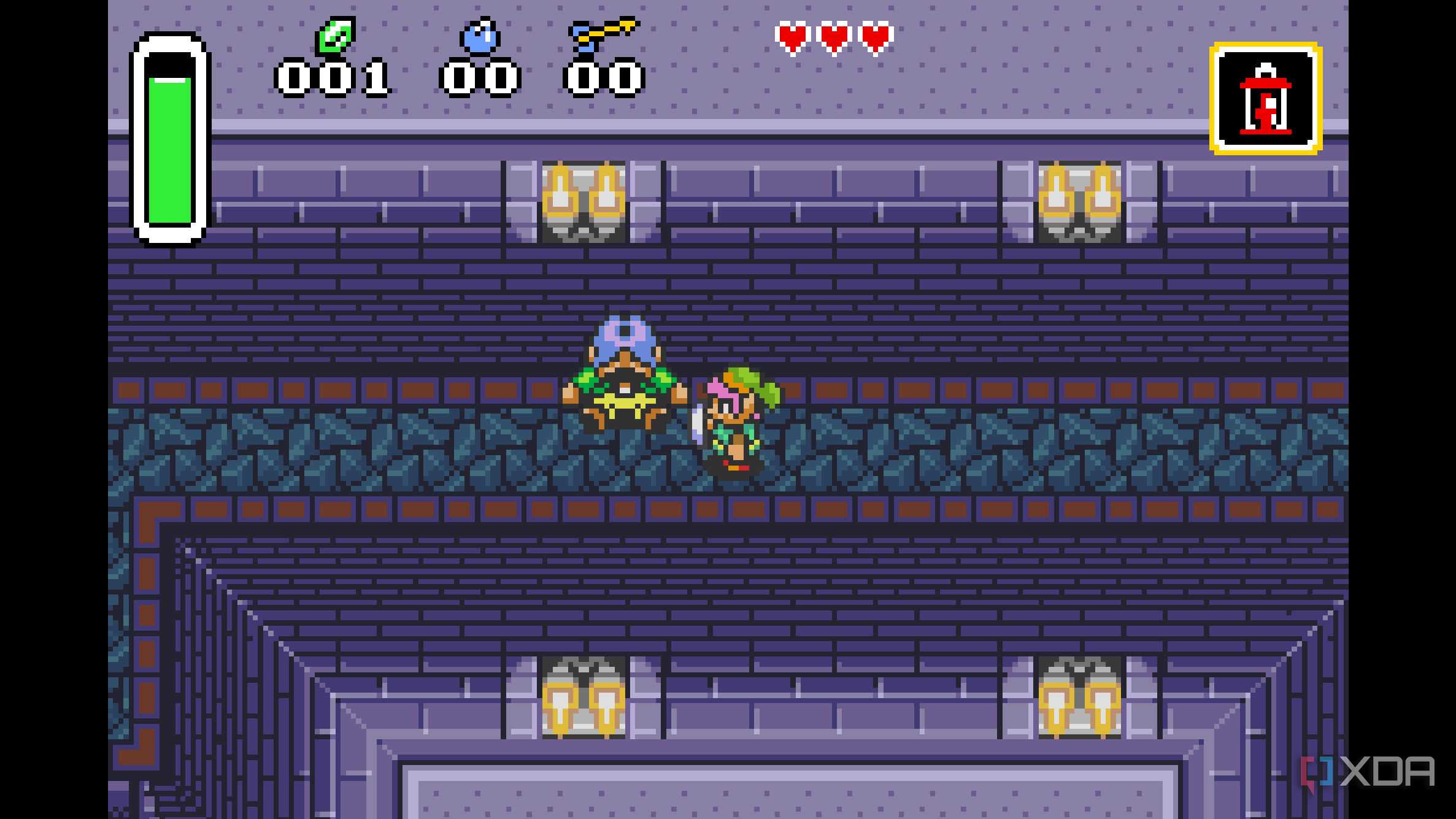 A screenshot from The Legend of Zelda: A Link to the Past on the Game Boy Advance.