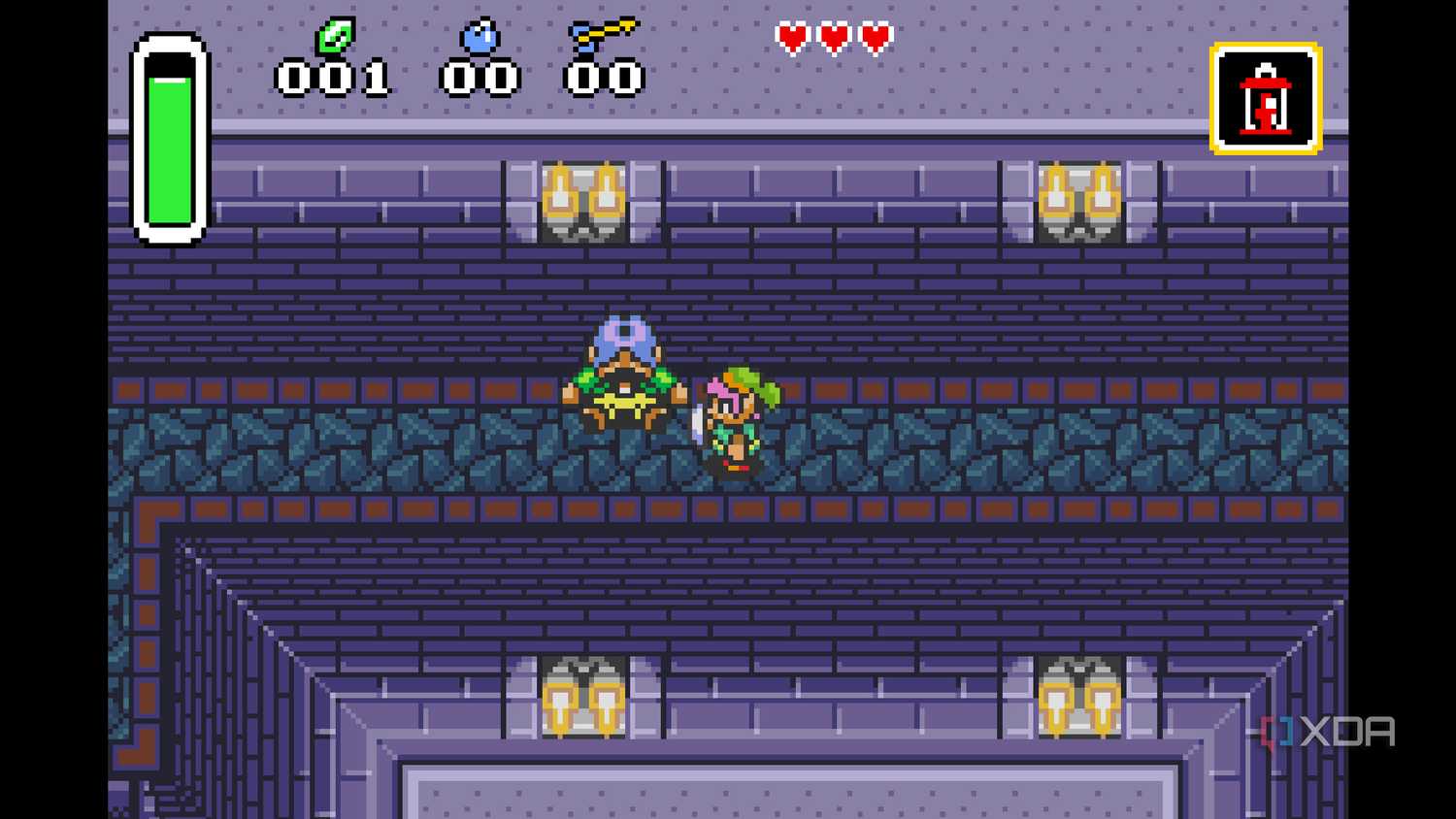 A screenshot from The Legend of Zelda: A Link to the Past on the Game Boy Advance.