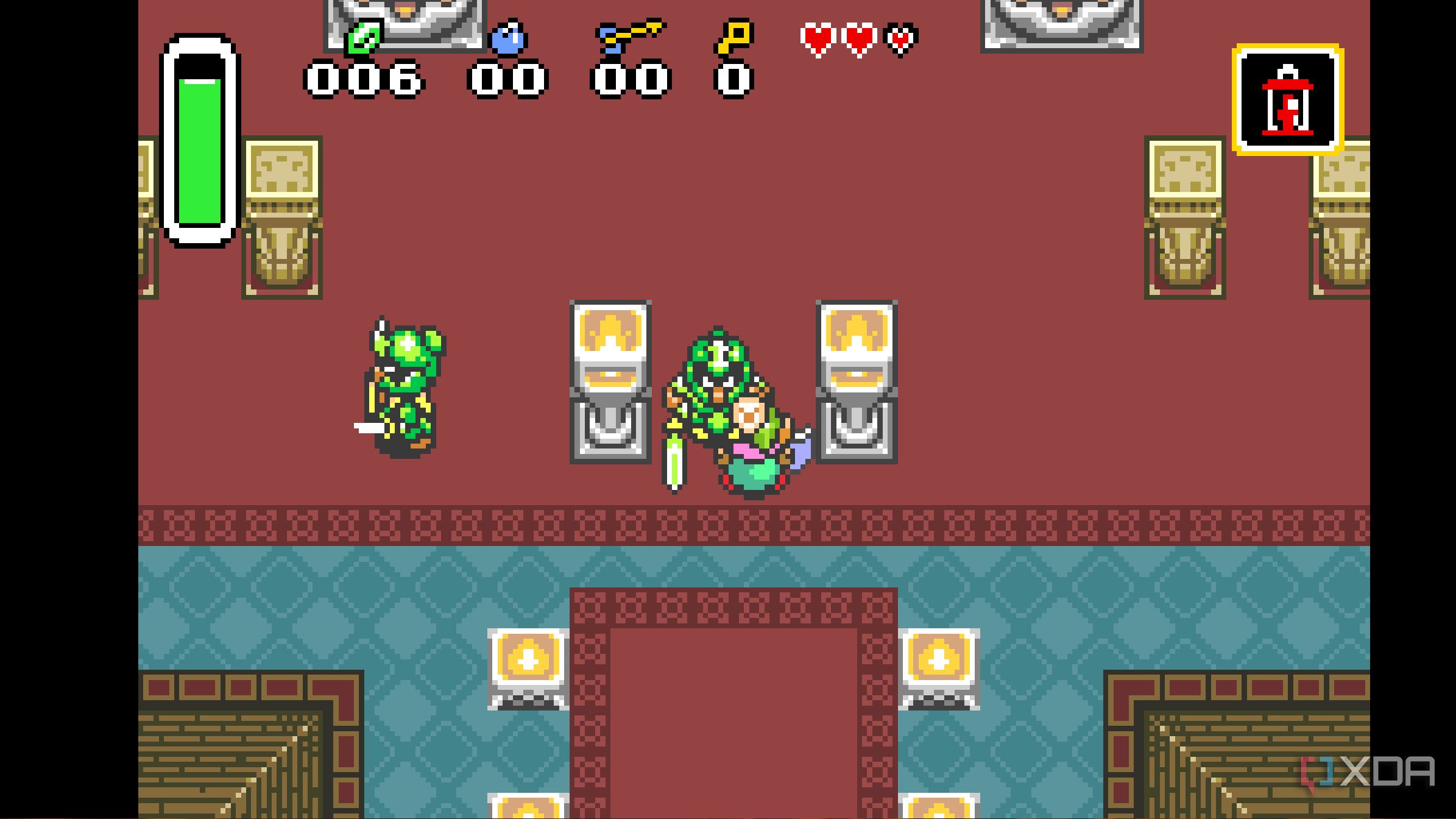 A screenshot from The Legend of Zelda: A Link to the Past on the Game Boy Advance.
