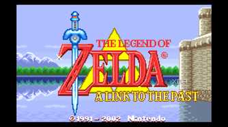 Title screen of The Legend of Zelda: A Link to the Past on the Game Boy Advance.