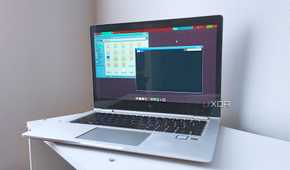 A 2017 HP EliteBook x360 1030 G2 running Fedora 42 with the XFCE desktop environment and a retro panel theme