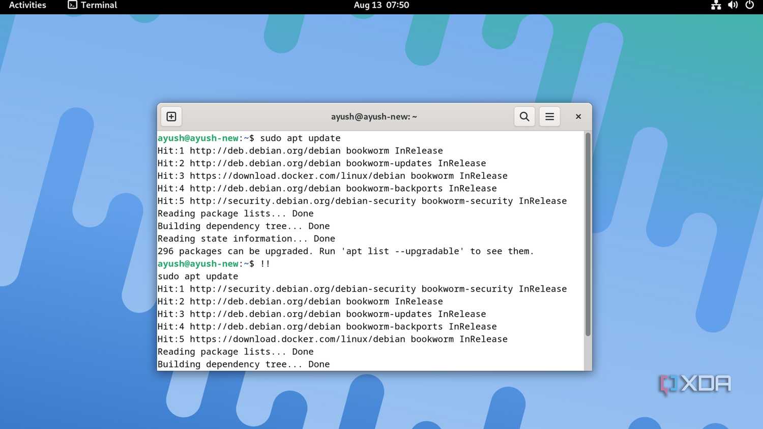 Using the !! operator in Linux