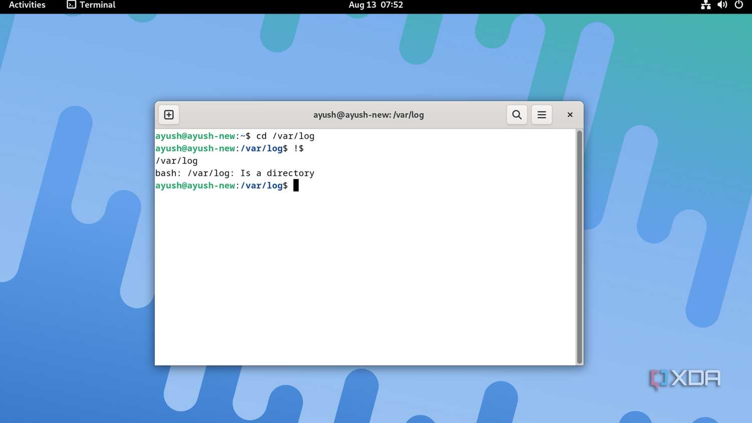 Using the !$ operator in Linux