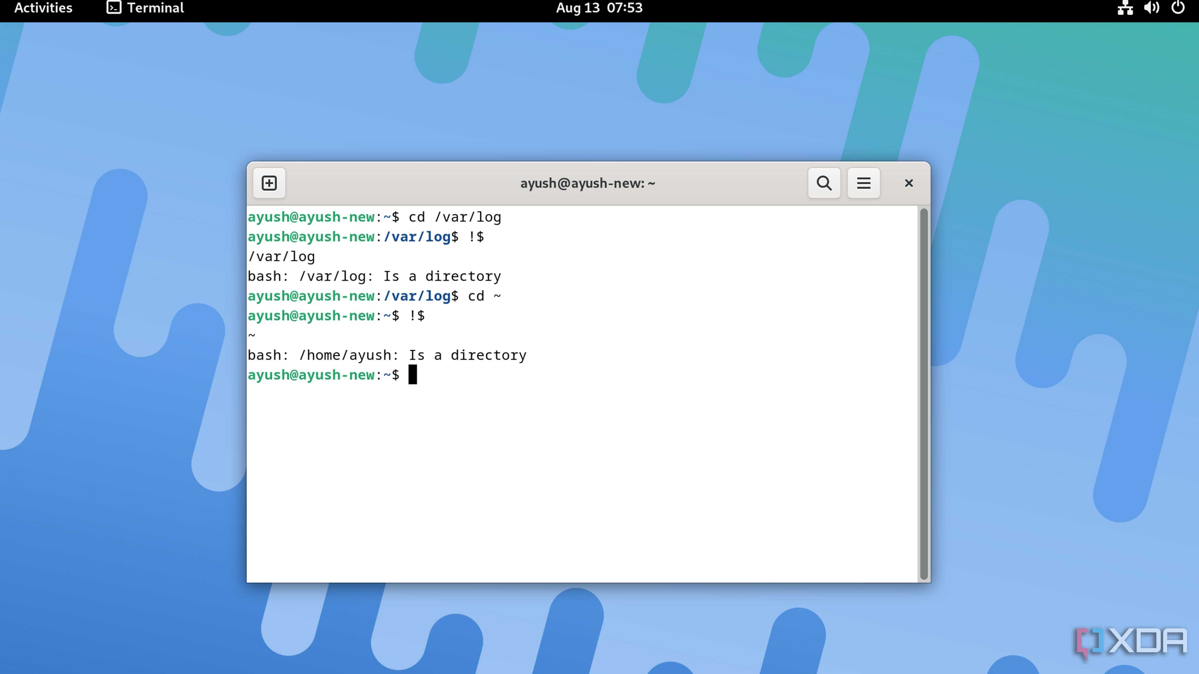 Using the !$ operator in Linux