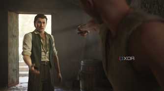 Enzo holding a knife at Cesare in Mafia: The Old Country.