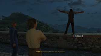 Enzo and Leo looking at Cesare standing on a bridge in Mafia: The Old Country.