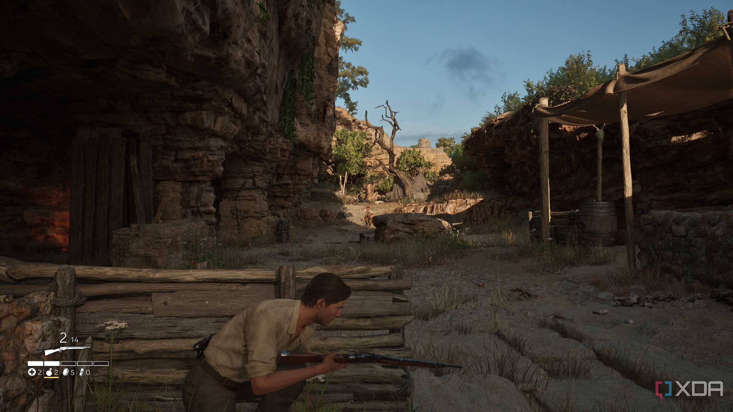 Enzo taking cover in combat in Mafia: The Old Country.