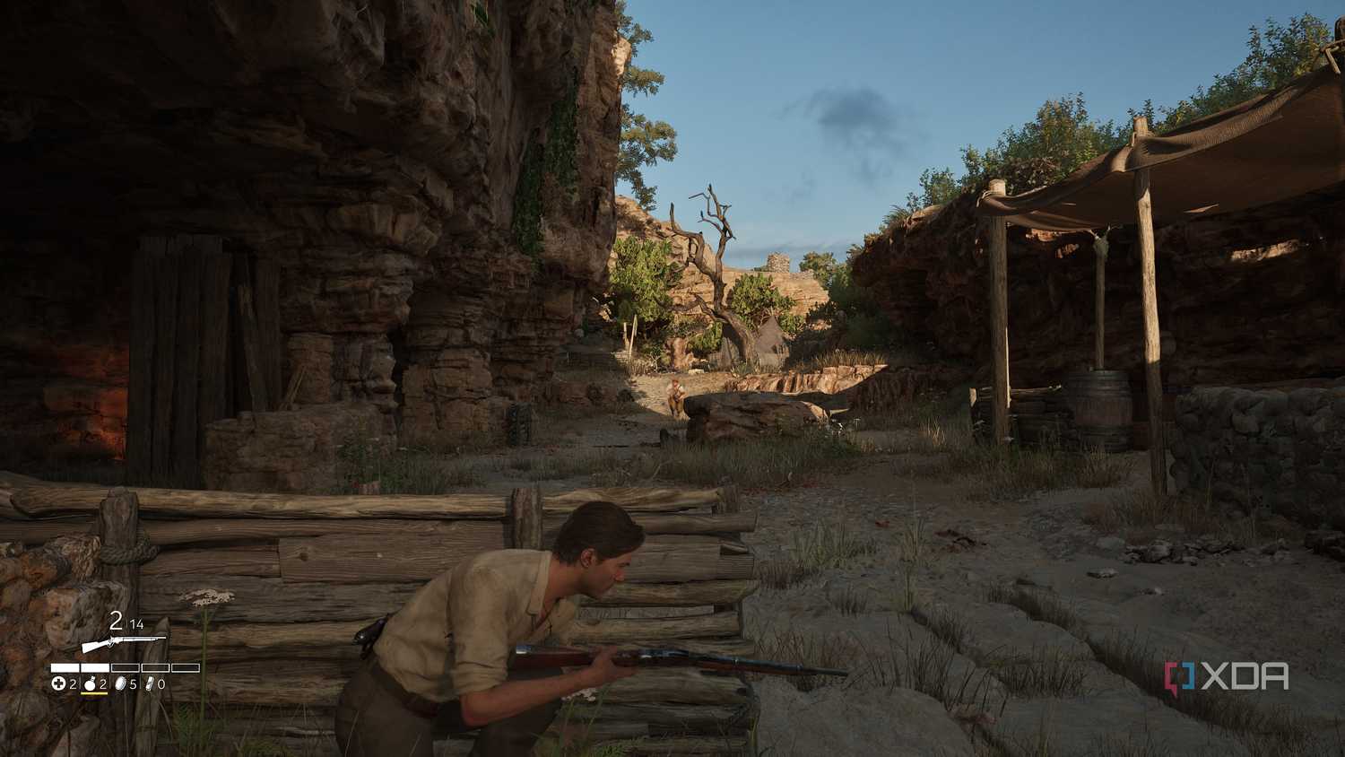Enzo taking cover in combat in Mafia: The Old Country.