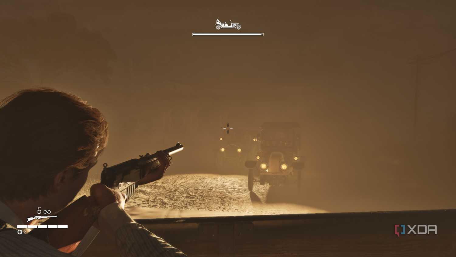 Enzo aiming at chasing cars in Mafia: The Old Country.