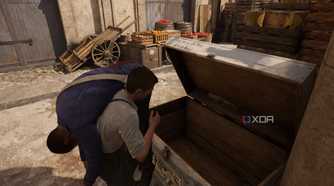 Enzo hiding a corpse in a box in Mafia: The Old Country.