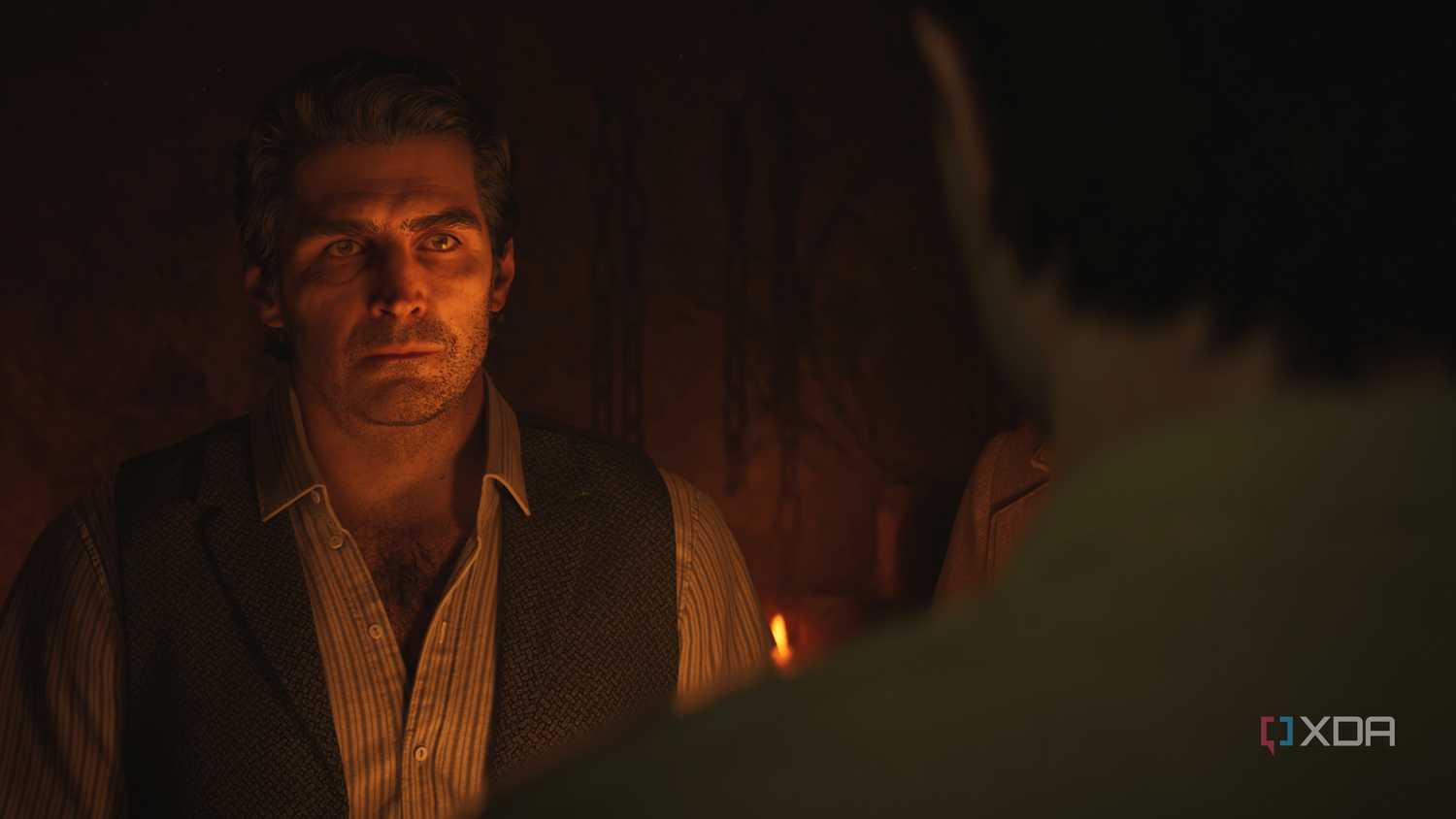 Don Torrisi staring at Enzo in Mafia: The Old Country.