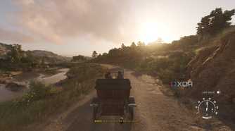 Riding a car at dusk in Mafia: The Old Country.