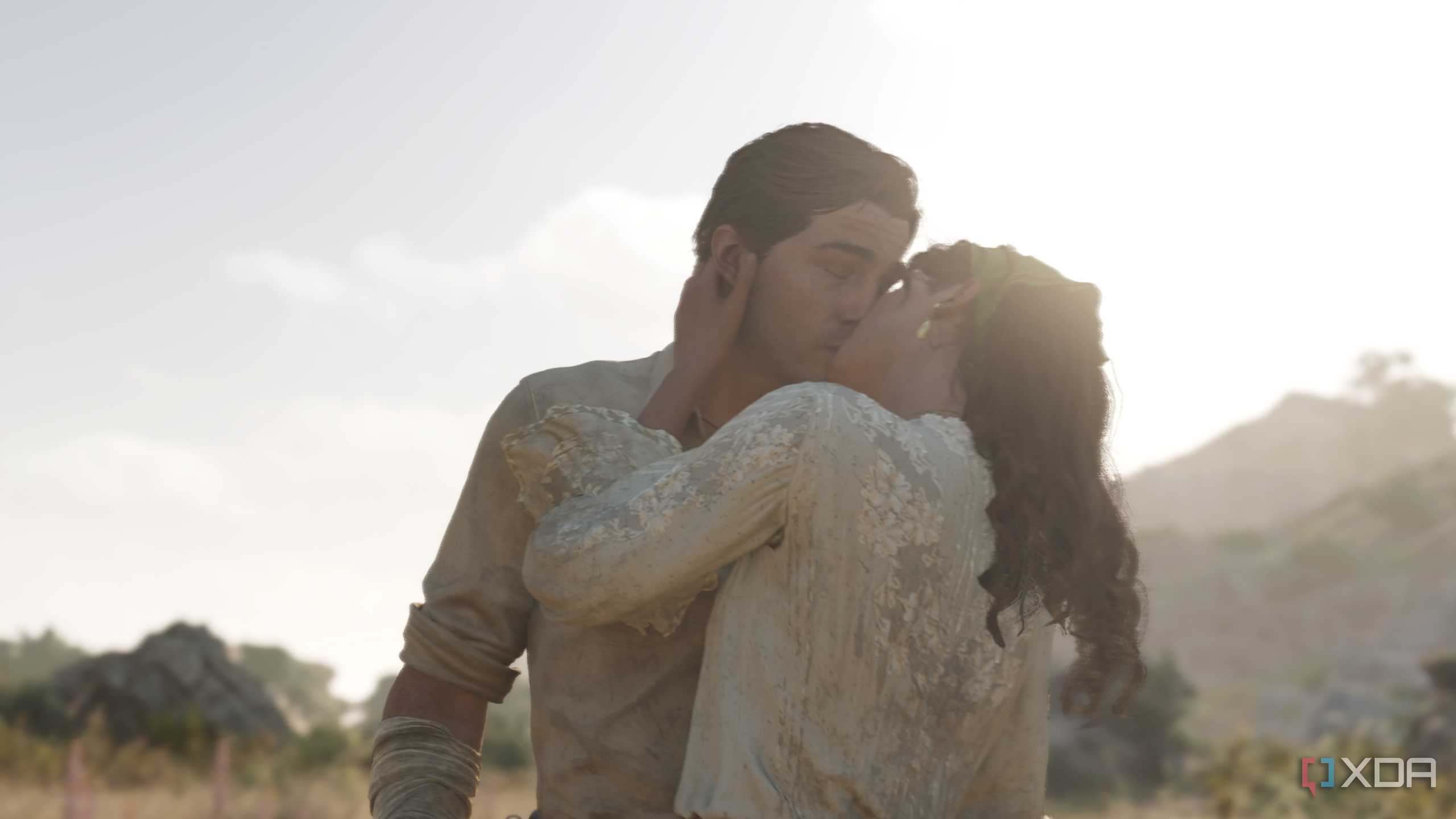 Enzo and Isabella kissing in Mafia: The Old Country.