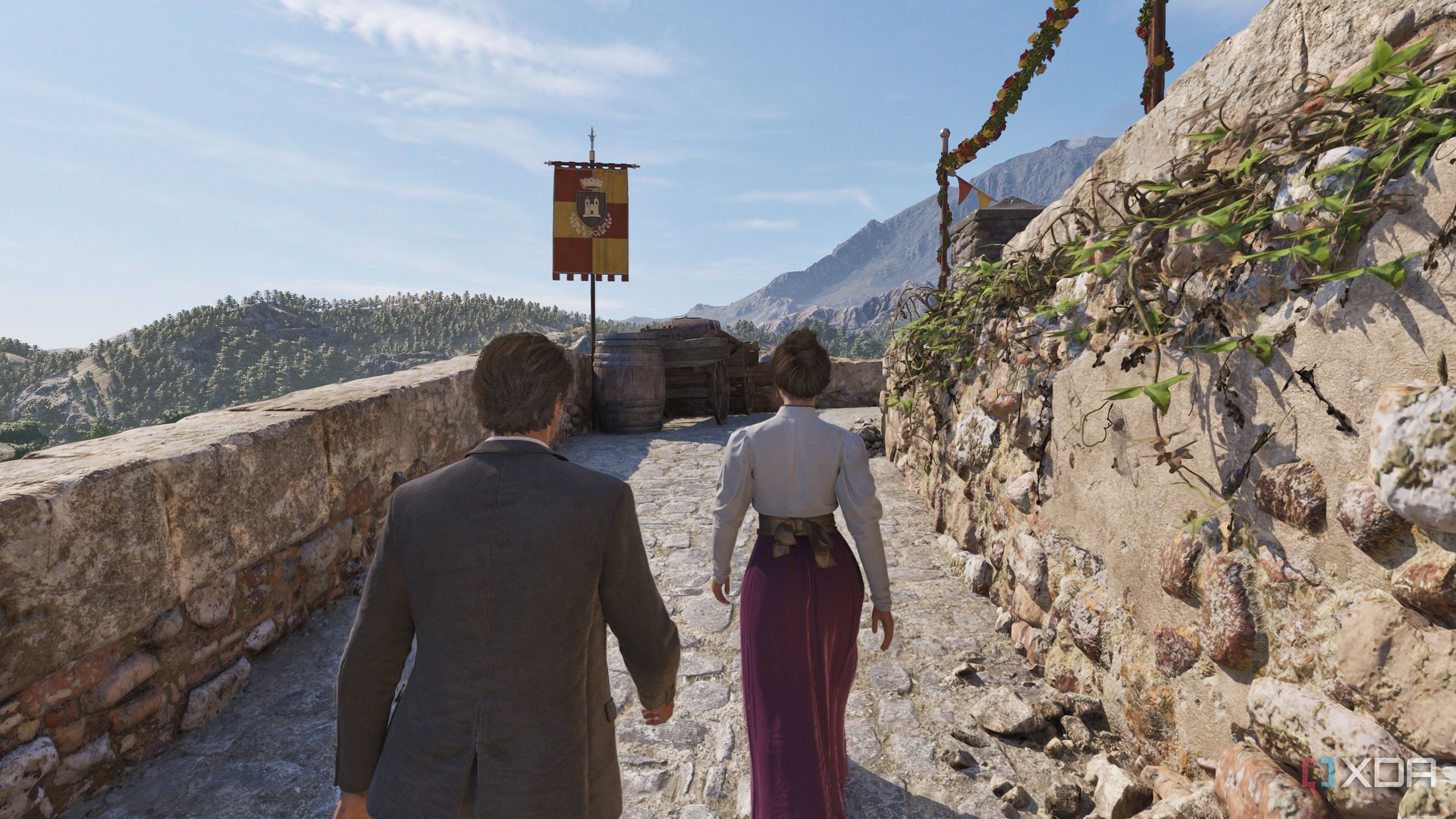 Enzo and Isabella walking to church.