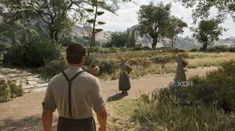 Enzo in the Torrisi lawn in Mafia: The Old Country.